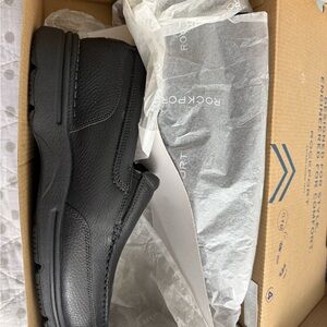 Rockport Black Loafers genuine leather eureka plus slip on CG8965 size 11W NEW!